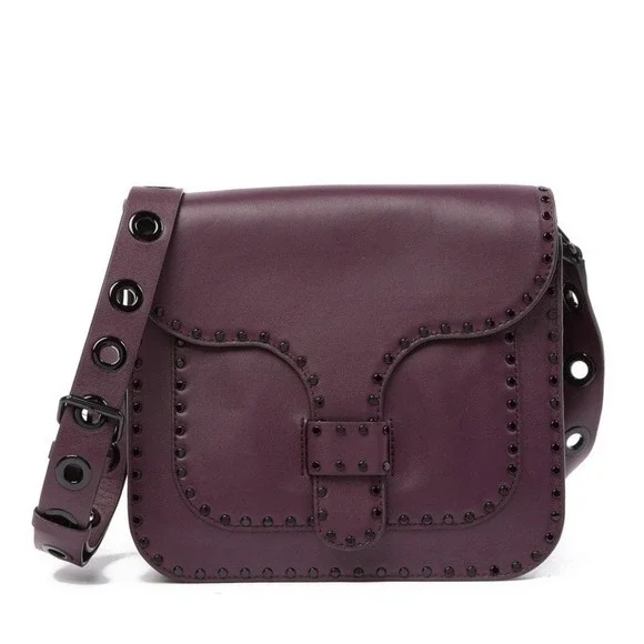 Rebecca Minkoff Midnighter Large Leather Messenger Bag in Eggplant and Black - Picture 12 of 12